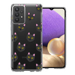 Samsung Galaxy A32 Black Cat Polkadots Design Double Layer Phone Case Cover