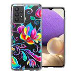 For Samsung Galaxy A32 Bright Colors Rainbow Water Lilly Floral Phone Case Cover