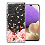 For Samsung Galaxy A32 Classy Blush Peach Peony Rose Flowers Leopard Phone Case Cover