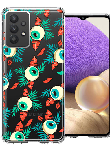 Samsung Galaxy A32 Halloween Creepy Tropical Eyeballs Design Double Layer Phone Case Cover