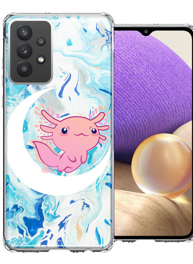 Samsung Galaxy A32 Pink Axolotl Moon Mable Design Double Layer Phone Case Cover