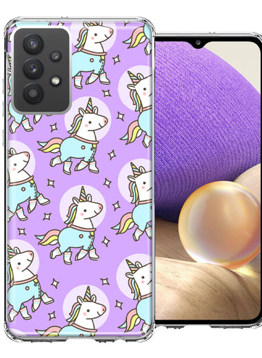 Samsung Galaxy A32 Cute Unicorns Purple Design Double Layer Phone Case Cover