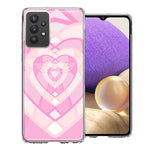 Samsung Galaxy A32 Pink Gem Hearts Design Double Layer Phone Case Cover