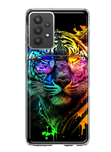 Samsung Galaxy A32 Neon Rainbow Swag Tiger Hybrid Protective Phone Case Cover