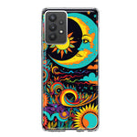 Samsung Galaxy A32 Neon Rainbow Psychedelic Indie Hippie Indie Moon Hybrid Protective Phone Case Cover