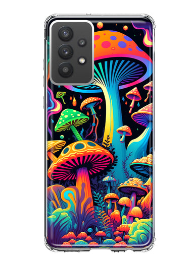 Samsung Galaxy A32 Neon Rainbow Psychedelic Indie Hippie Mushrooms Hybrid Protective Phone Case Cover