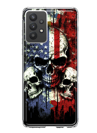 Samsung Galaxy A32 American USA Flag Skulls Blue Red Double Layer Phone Case Cover