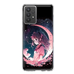 Samsung Galaxy A32 Kawaii Manga Pink Cherry Blossom Dreaming Moon Girl Hybrid Protective Phone Case Cover