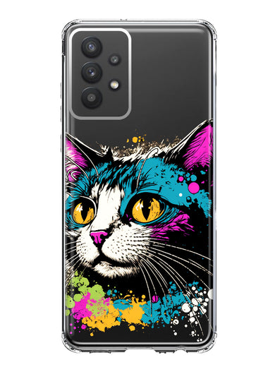 Samsung Galaxy A32 Cool Cat Oil Paint Pop Art Hybrid Protective Phone Case Cover