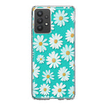 Samsung Galaxy A32 Turquoise Teal White Daisies Cute Daisy Polka Dots Double Layer Phone Case Cover