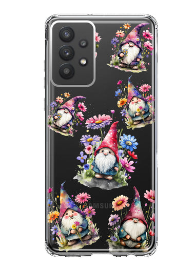 Samsung Galaxy A32 Cute Pink Purple Cosmos Flowers Gnomes Spring Floral Double Layer Phone Case Cover