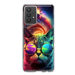 Samsung Galaxy A32 Neon Rainbow Galaxy Cat Hybrid Protective Phone Case Cover
