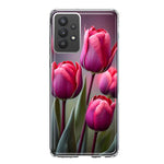 Samsung Galaxy A32 Pink Tulip Flowers Floral Hybrid Protective Phone Case Cover
