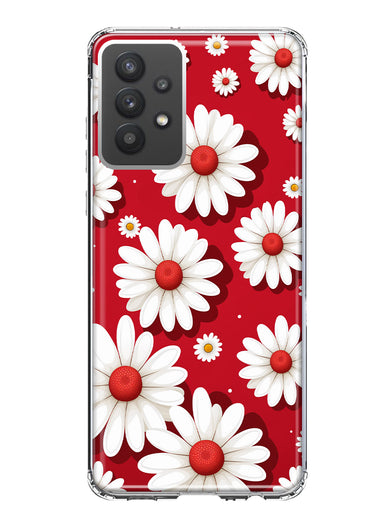 Samsung Galaxy A32 Cute White Red Daisies Polkadots Double Layer Phone Case Cover