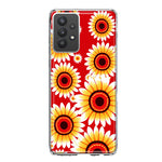 Samsung Galaxy A32 Yellow Sunflowers Polkadot on Red Double Layer Phone Case Cover
