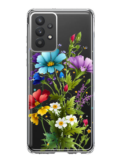 Samsung Galaxy A32 Purple Yellow Red Spring Flowers Floral Hybrid Protective Phone Case Cover