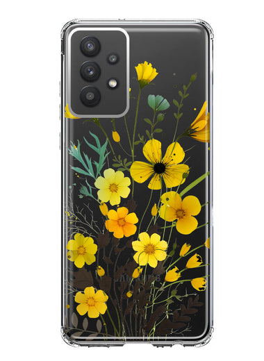 Samsung Galaxy A32 Yellow Summer Flowers Floral Hybrid Protective Phone Case Cover