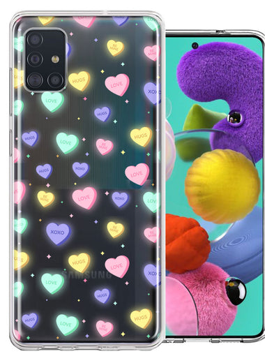 Samsung Galaxy A51 Valentine's Day Heart Candies Polkadots Design Double Layer Phone Case Cover