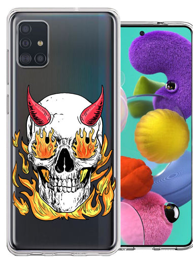 Samsung Galaxy A51 Flamming Devil Skull Design Double Layer Phone Case Cover