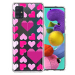 Samsung Galaxy A51 Pink Purple Origami Valentine's Day Polkadot Hearts Design Double Layer Phone Case Cover
