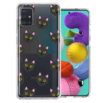 Samsung Galaxy A51 Black Cat Polkadots Design Double Layer Phone Case Cover