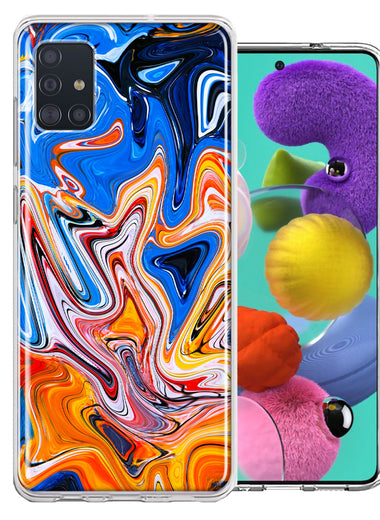 Samsung Galaxy A51 Blue Orange Abstract Design Double Layer Phone Case Cover