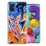 Samsung Galaxy A51 Blue Orange Abstract Design Double Layer Phone Case Cover