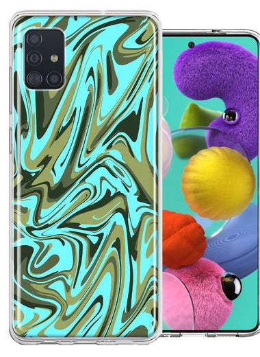 Samsung Galaxy A51 Blue Green Abstract Design Double Layer Phone Case Cover