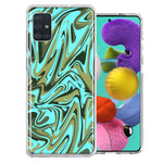 Samsung Galaxy A51 Blue Green Abstract Design Double Layer Phone Case Cover