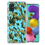 Samsung Galaxy A51 Blue Green Camo Design Double Layer Phone Case Cover