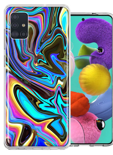 Samsung Galaxy A51 Blue Paint Swirl Design Double Layer Phone Case Cover