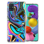 Samsung Galaxy A51 Blue Paint Swirl Design Double Layer Phone Case Cover