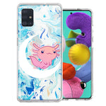 Samsung Galaxy A51 Pink Axolotl Moon Mable Design Double Layer Phone Case Cover