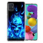 Samsung Galaxy A51 Flaming Skull Design Double Layer Phone Case Cover