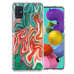 Samsung Galaxy A51 Green Pink Abstract Design Double Layer Phone Case Cover