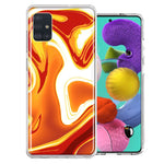 Samsung Galaxy A51 Orange White Abstract Design Double Layer Phone Case Cover