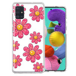 Samsung Galaxy A51 Pink Daisy Flower Design Double Layer Phone Case Cover