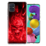 Samsung Galaxy A51 Red Flaming Skull Design Double Layer Phone Case Cover