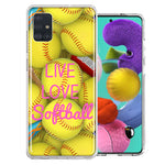 Samsung Galaxy A51 Love Softball Design Double Layer Phone Case Cover