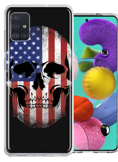 Samsung Galaxy A51 US Flag Skull Double Layer Phone Case Cover