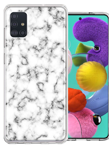 Samsung Galaxy A51 White Grey Marble Design Double Layer Phone Case Cover