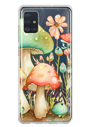 Samsung Galaxy A51 5G Fairytale Watercolor Mushrooms Pastel Spring Flowers Floral Hybrid Protective Phone Case Cover