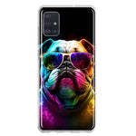 Samsung Galaxy A51 Neon Rainbow Glow Bulldog Hybrid Protective Phone Case Cover