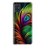 Samsung Galaxy A51 Neon Rainbow Glow Peacock Feather Hybrid Protective Phone Case Cover