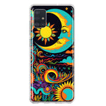 Samsung Galaxy A51 Neon Rainbow Psychedelic Indie Hippie Indie Moon Hybrid Protective Phone Case Cover