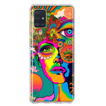 Samsung Galaxy A51 Neon Rainbow Psychedelic Hippie One Eye Pop Art Hybrid Protective Phone Case Cover