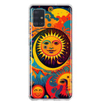 Samsung Galaxy A51 Neon Rainbow Psychedelic Indie Hippie Sun Moon Hybrid Protective Phone Case Cover