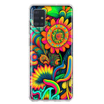 Samsung Galaxy A51 Neon Rainbow Psychedelic Indie Hippie Sunflowers Hybrid Protective Phone Case Cover