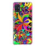 Samsung Galaxy A51 Neon Rainbow Psychedelic Hippie Wild Flowers Hybrid Protective Phone Case Cover