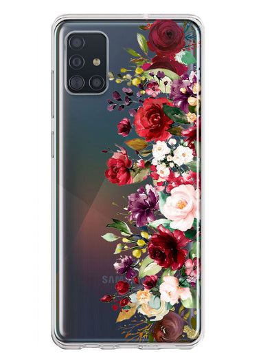 Samsung Galaxy A51 5G Red Summer Watercolor Floral Bouquets Ruby Flowers Hybrid Protective Phone Case Cover